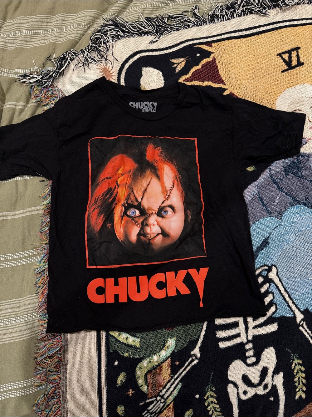 Chucky women’s crop Black Graphic T-Shirt